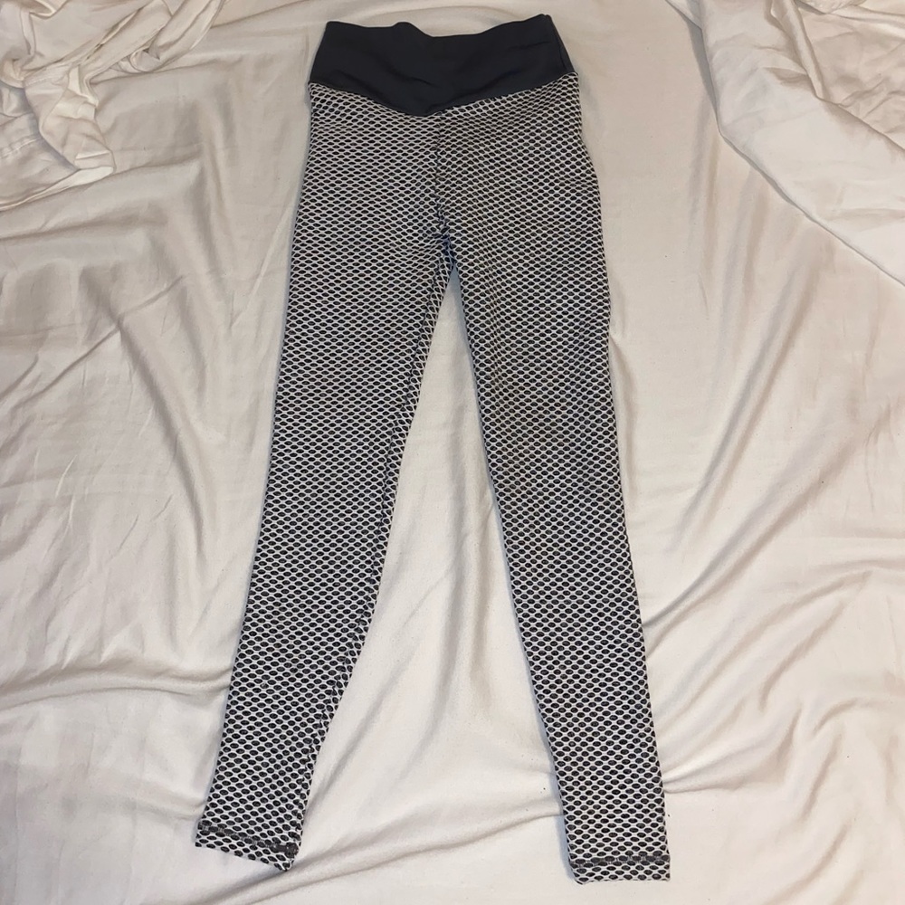 Grey and white high rise leggings